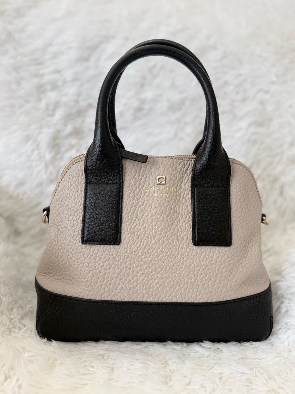 EUC Kate Spade Southport Jenny Two-Tone Black & Cream Pebbled Dome Satchel
